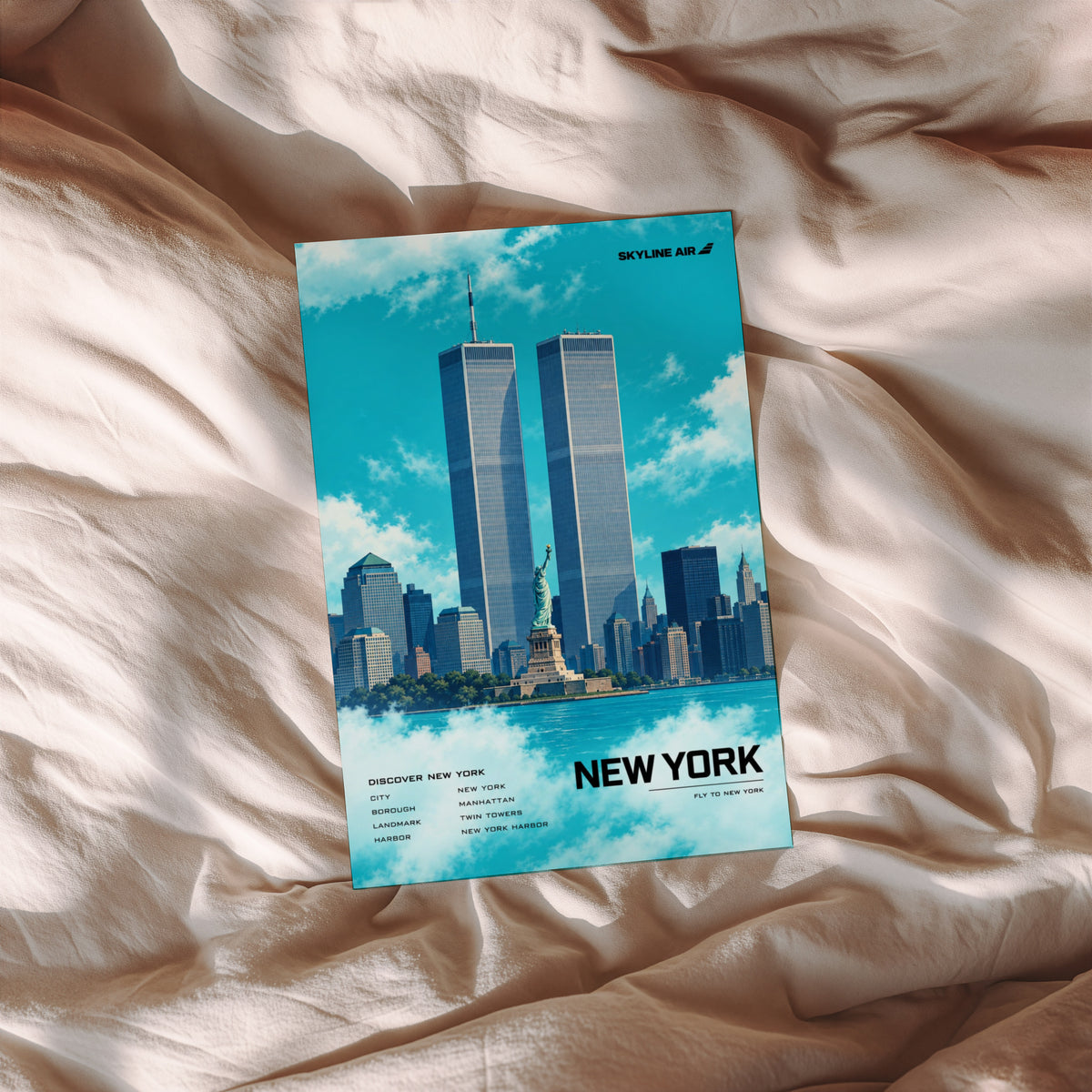 Vintage New York Poster, Twin Towers Wall Art Print