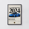 Vintage Lamborghini Revuelto Print, Car Wall Art