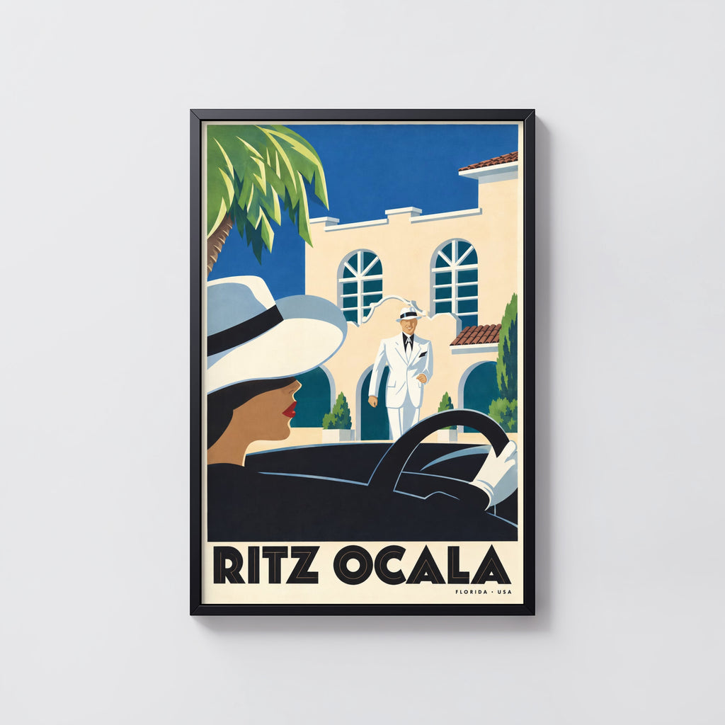 Vintage Ocala Florida Poster, Art Deco Wall Art, Hotel Print
