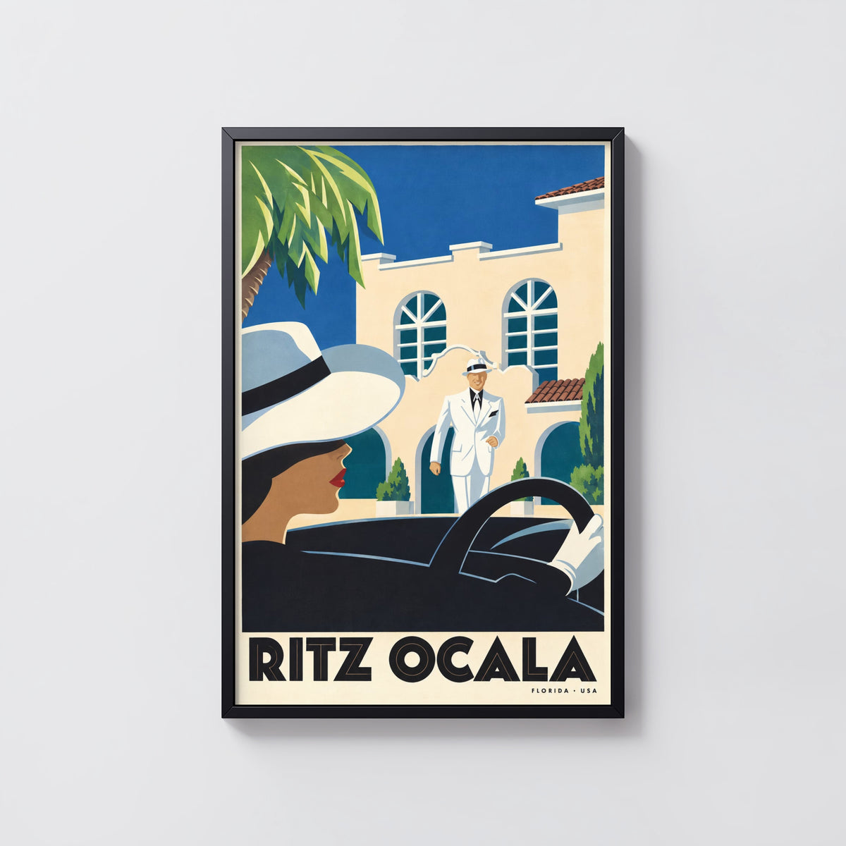 Vintage Ocala Florida Poster, Art Deco Wall Art, Hotel Print