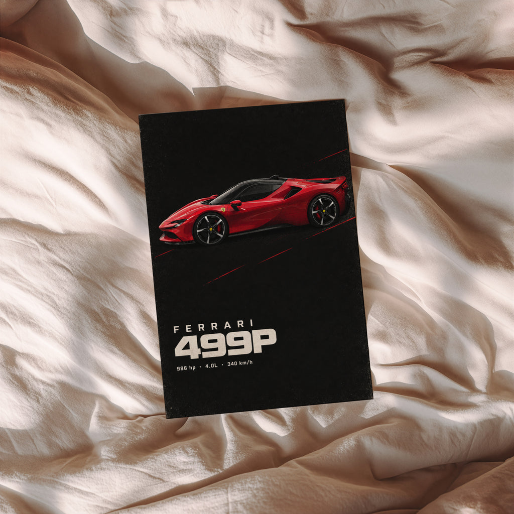 Vintage Ferrari 499P Print, Red Supercar Wall Art