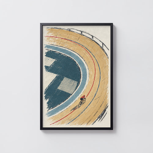 Vintage Velodrome Poster, Track Cycling Wall Art Print