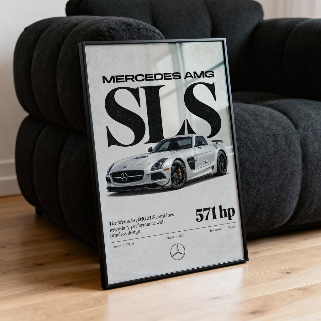 Vintage Mercedes AMG SLS Print, Car Poster, Wall Art
