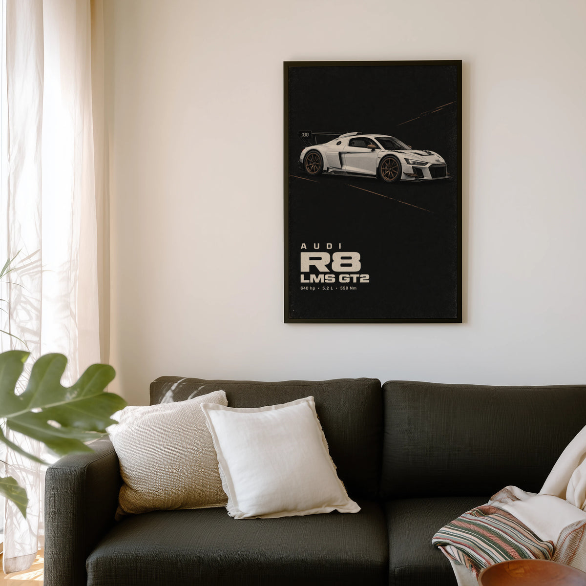 Vintage Audi R8 LMS GT2 Print, Race Car Wall Art