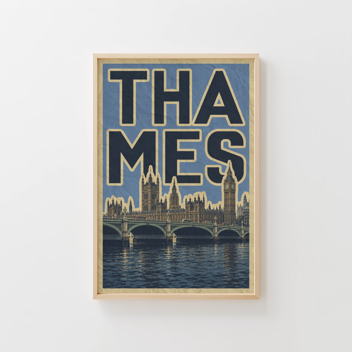 Vintage London Thames Poster, Westminster Bridge Print