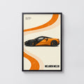 Vintage McLaren Car Print, Orange Wall Art