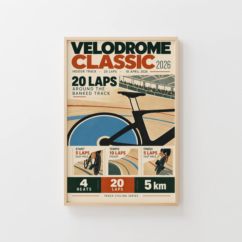 Vintage Velodrome Cycling Poster, Track Racing Wall Art