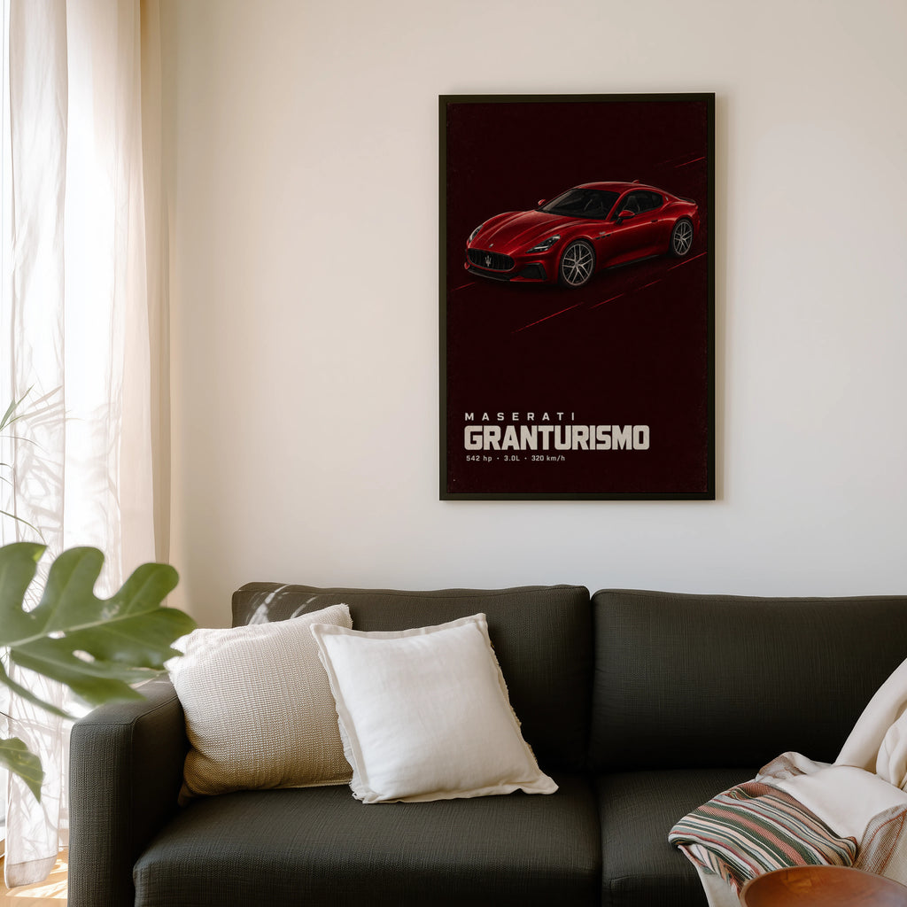Vintage Maserati GranTurismo Print, Red Car Art