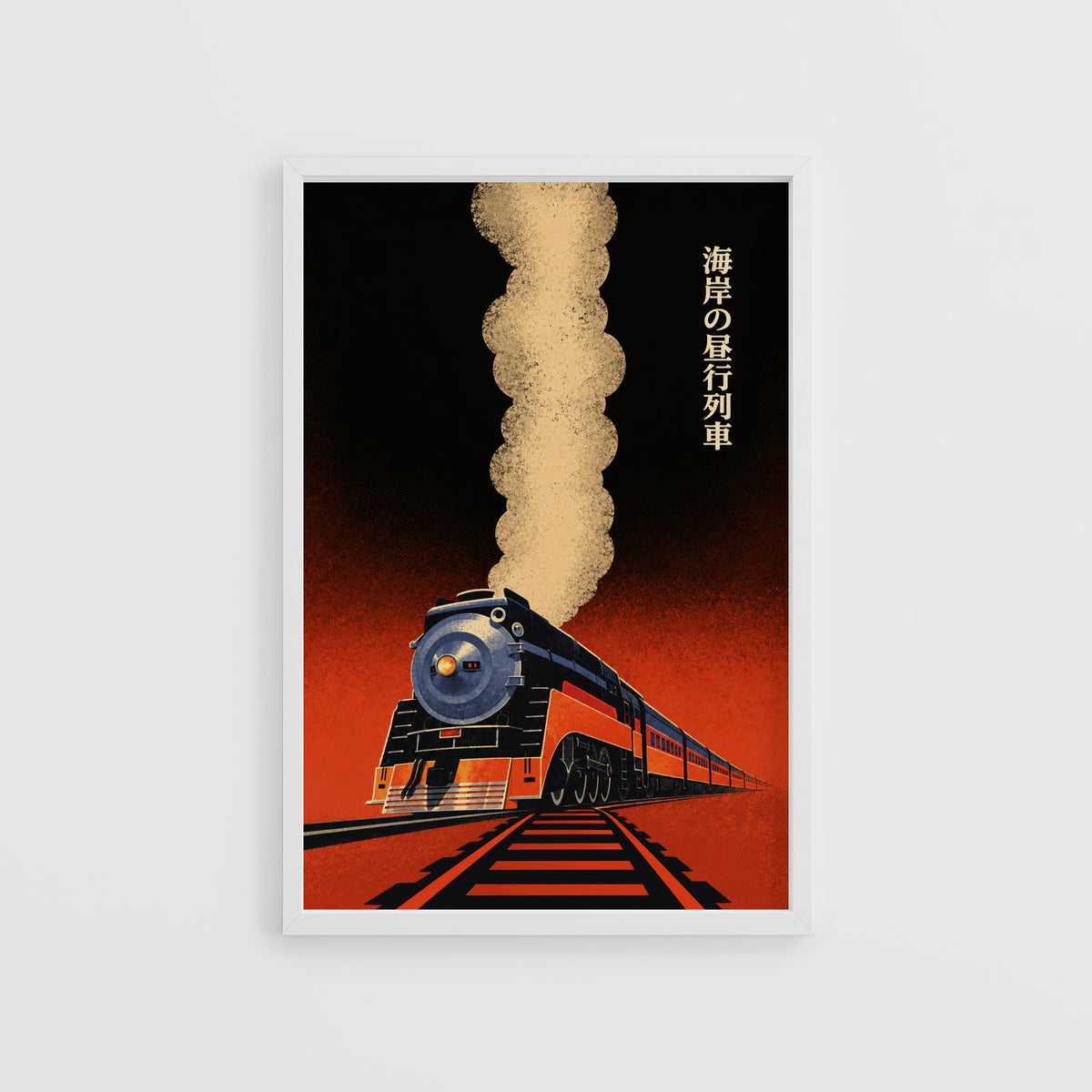 Vintage Train Print Poster, Steam Locomotive Wall Art