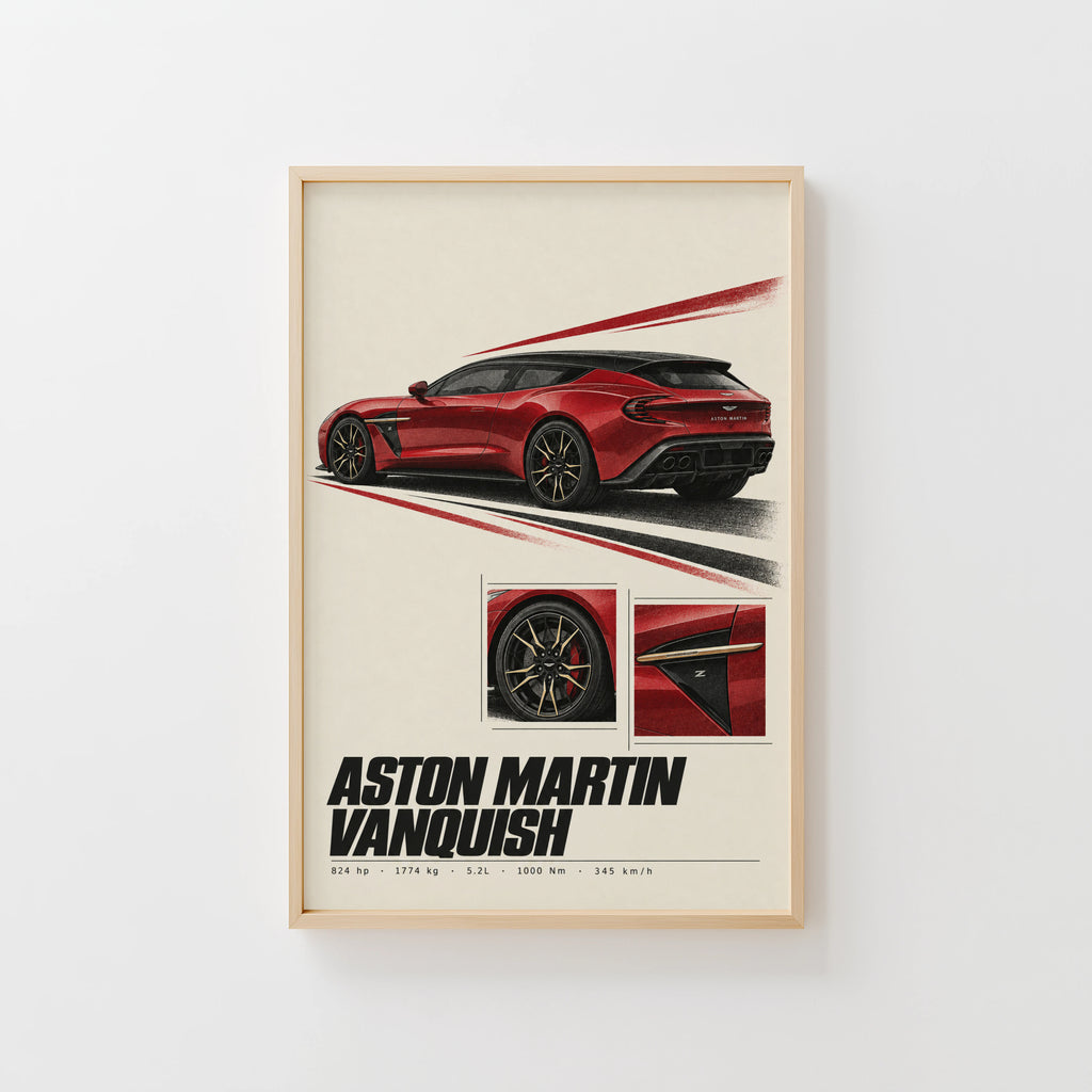 Vintage Aston Martin Vanquish Print, Car Wall Art