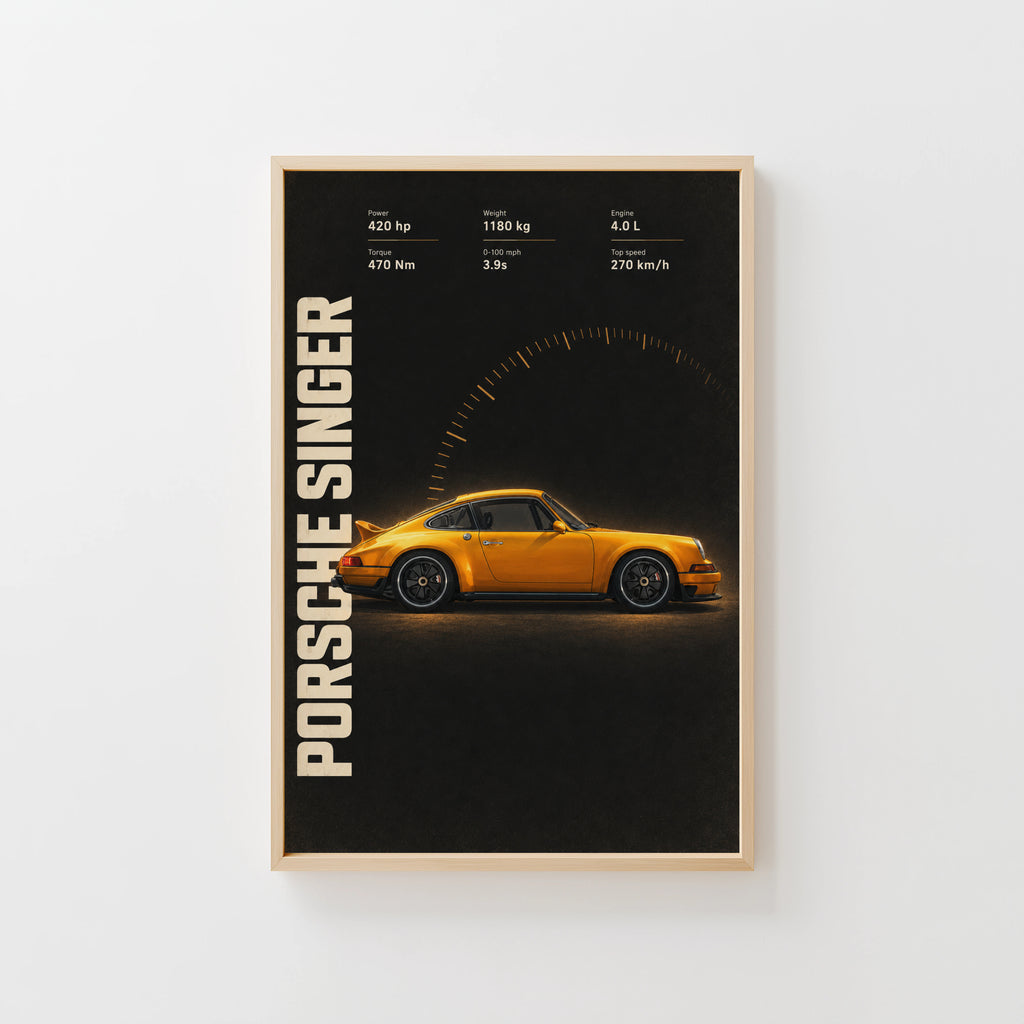 Vintage Porsche Singer Car Print, Wall Art