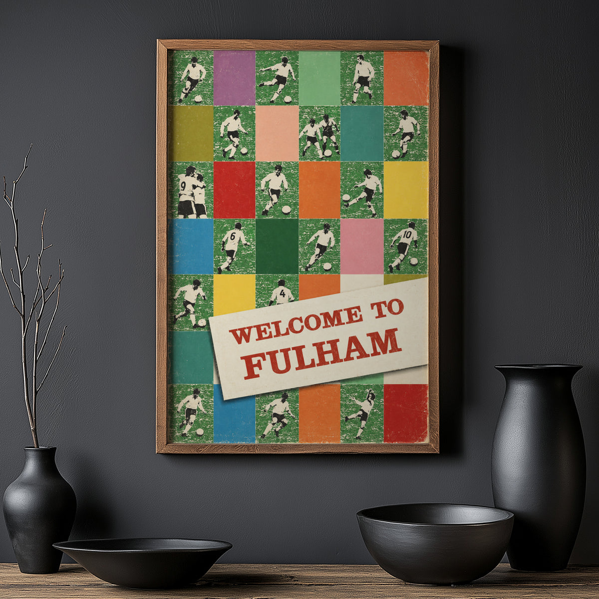 Vintage Fulham Football Poster, Retro Wall Art Print