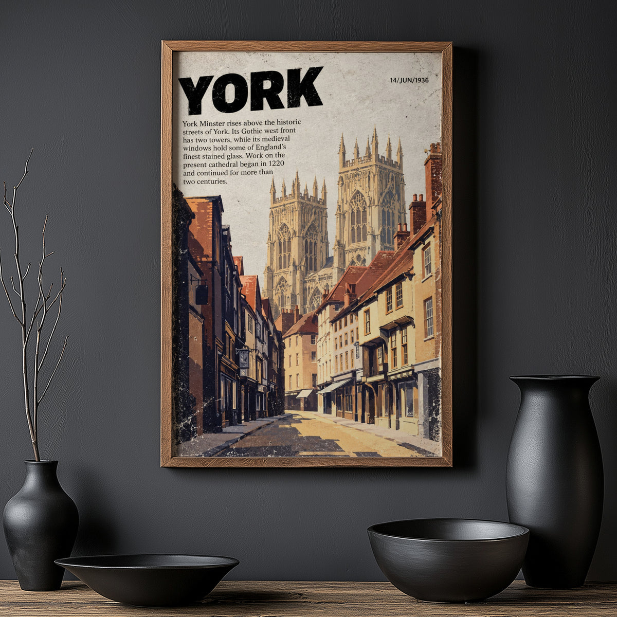 Vintage York Minster Poster, Yorkshire Wall Art
