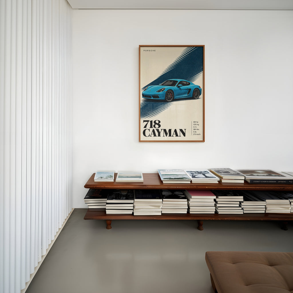 Vintage Porsche 718 Cayman Print, Car Wall Art