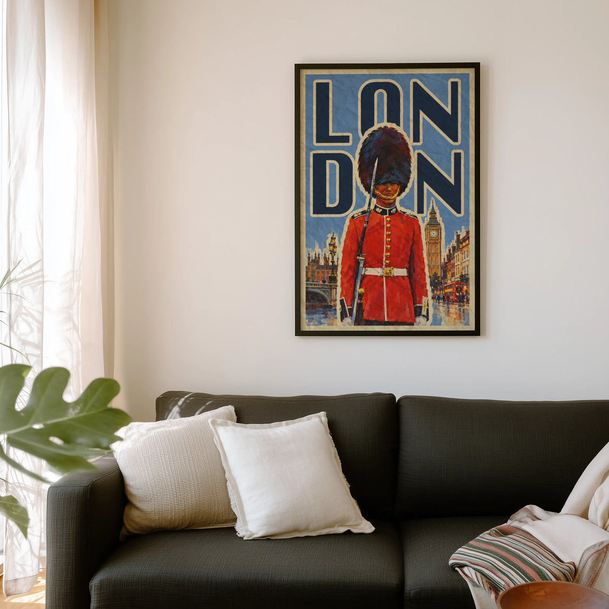 Vintage London Poster, Royal Guard Wall Art, Big Ben Print