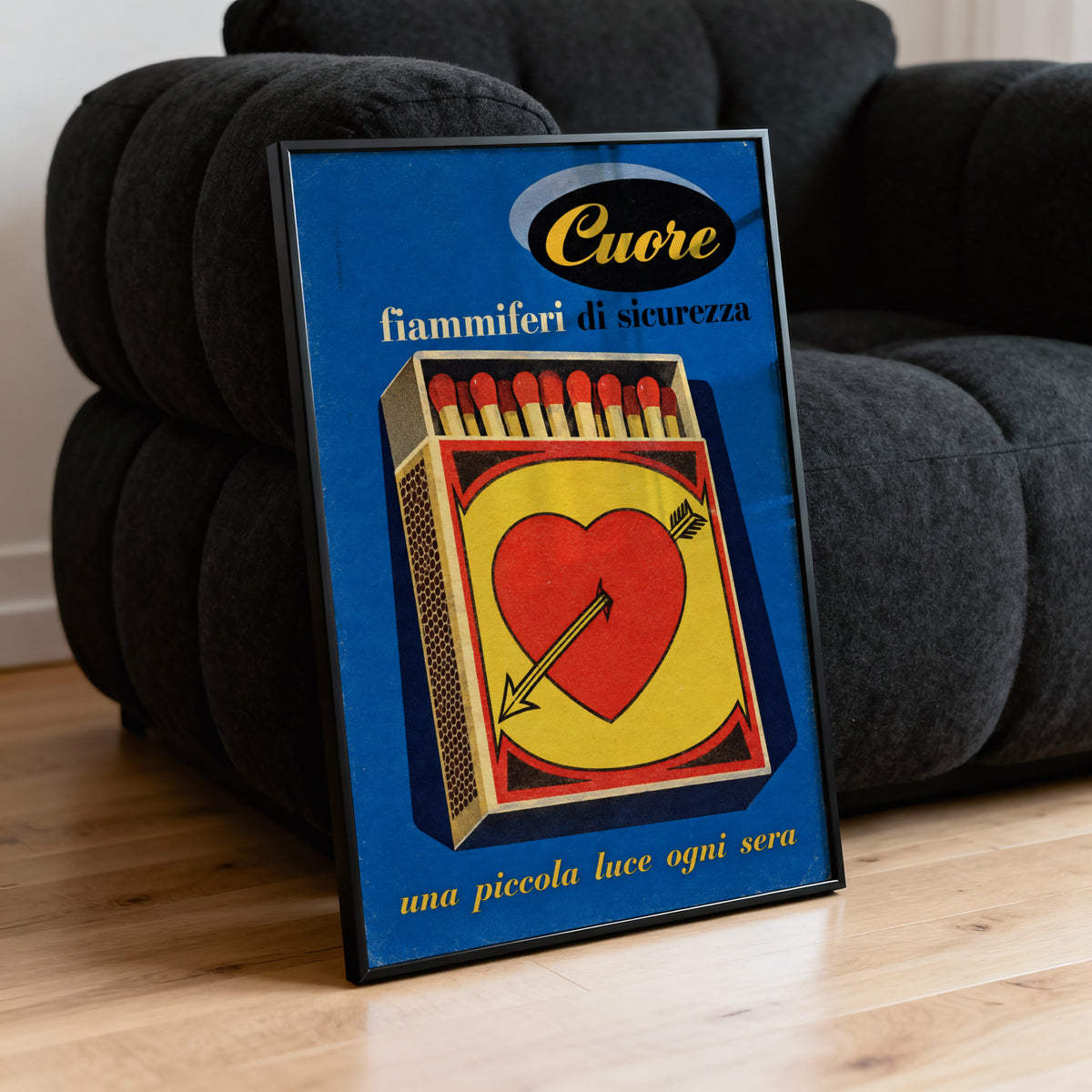 Vintage Matchbox Poster, Italian Heart Wall Art, Retro Print