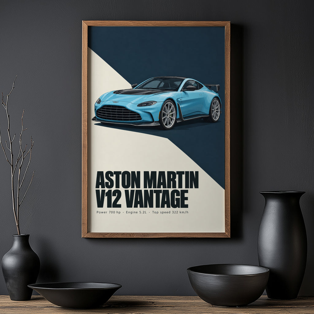 Vintage Aston Martin V12 Vantage Print, Car Art