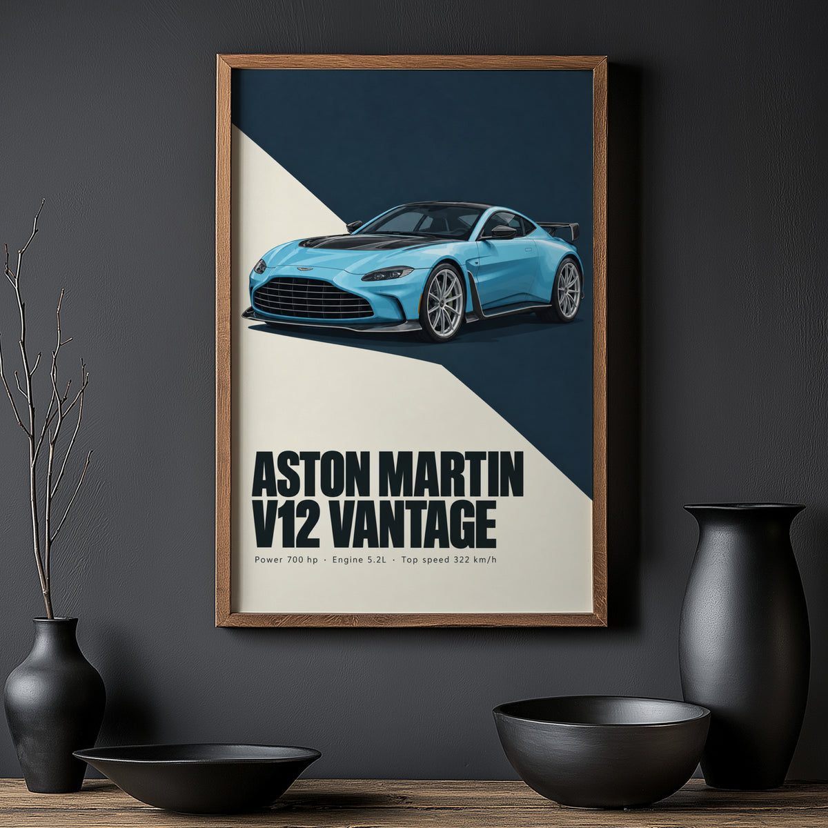 Vintage Aston Martin V12 Vantage Print, Car Art