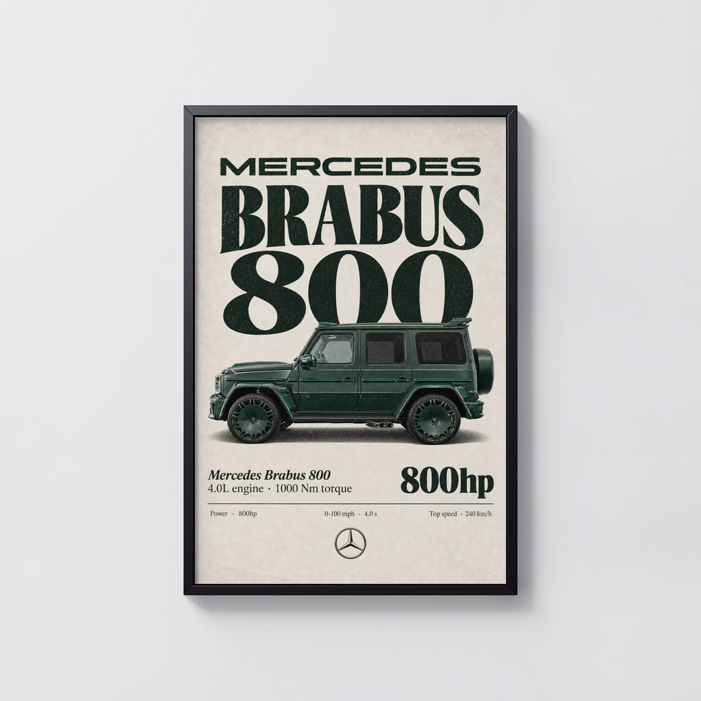 Vintage Mercedes Brabus 800 Print, Car Poster Wall Art