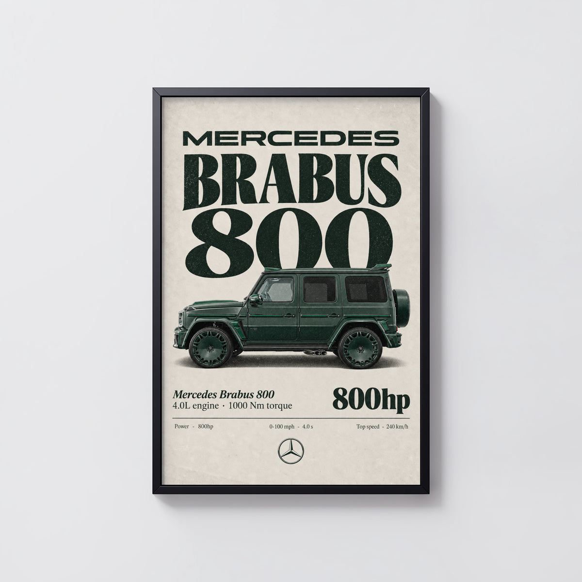 Vintage Mercedes Brabus 800 Print, Car Poster Wall Art