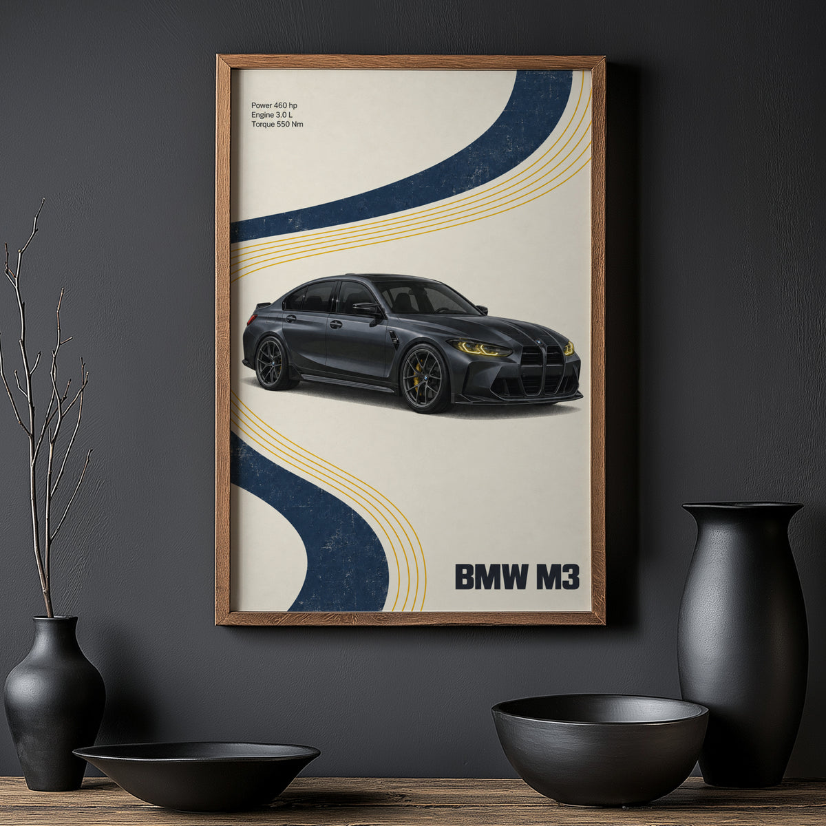 Vintage BMW M3 Print, Retro Car Wall Art