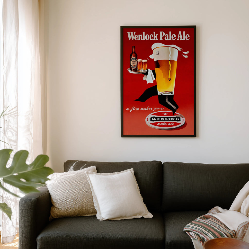 Vintage Wenlock Pale Ale Beer Print and Poster, Pub Art
