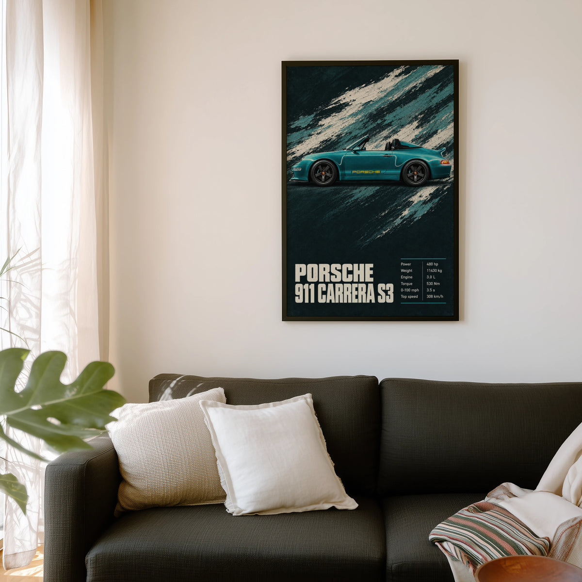 Vintage Print, Porsche 911 Carrera S3 Wall Art
