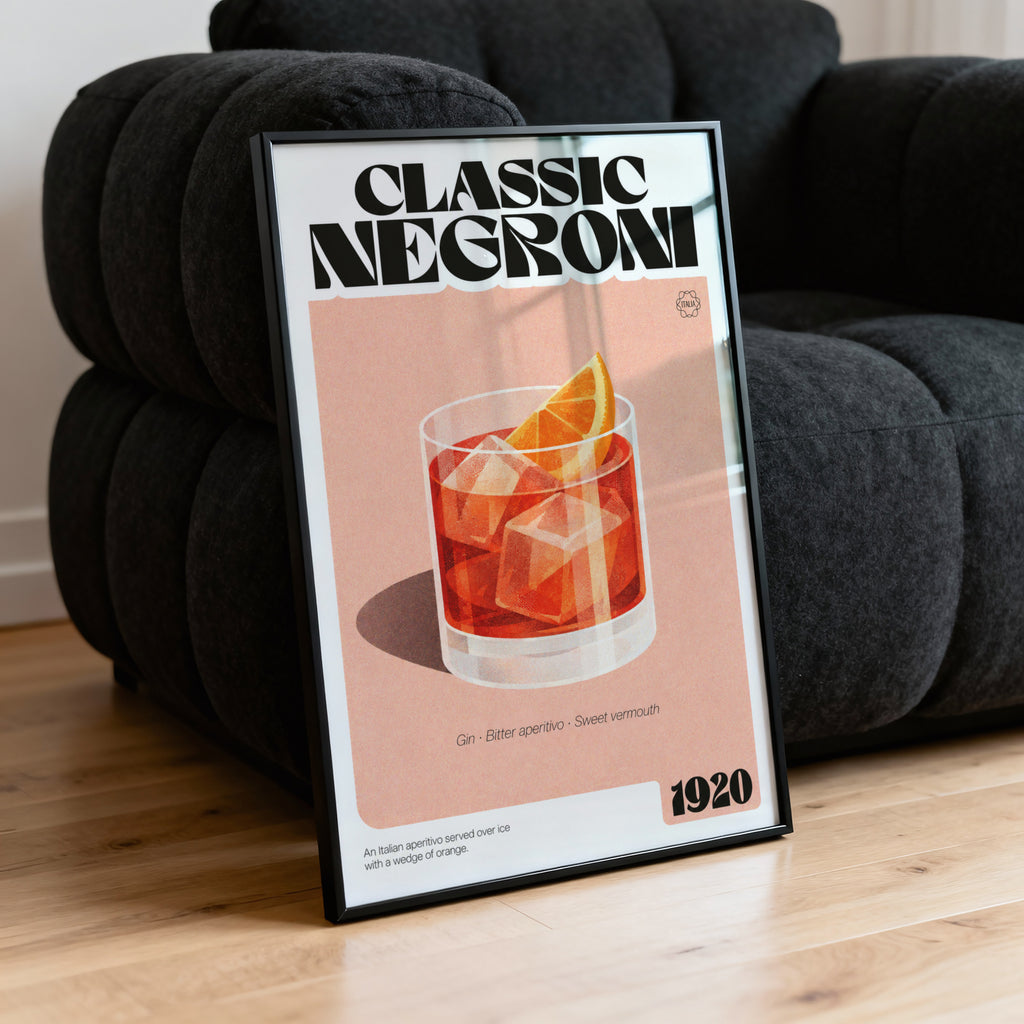 Vintage Negroni Print Poster, Cocktail Wall Art Italia