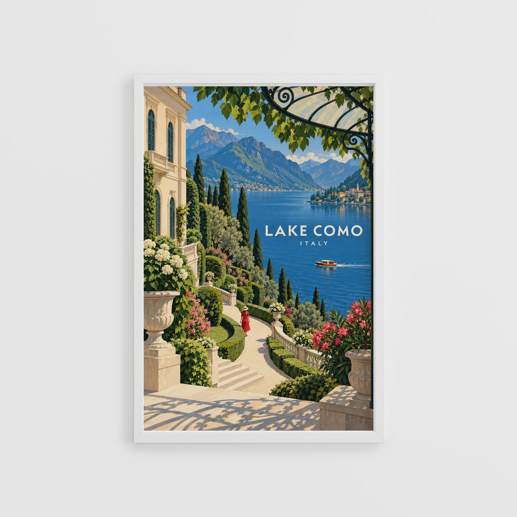 Vintage Lake Como Italy Poster, Villa Garden Wall Art, Print