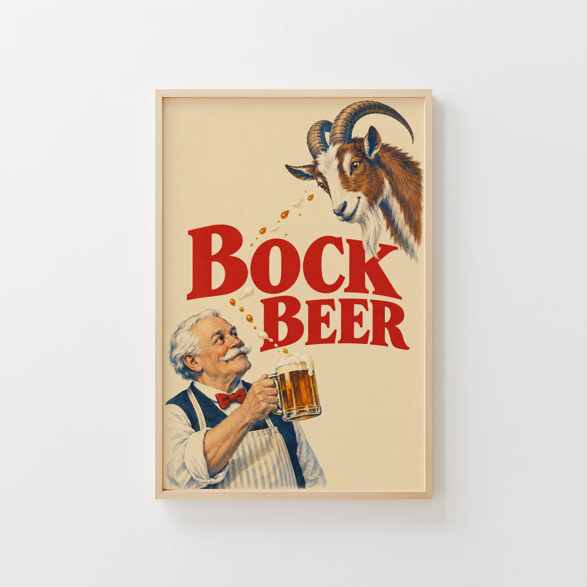 Vintage Bock Beer Print, Goat Poster, Pub Wall Art