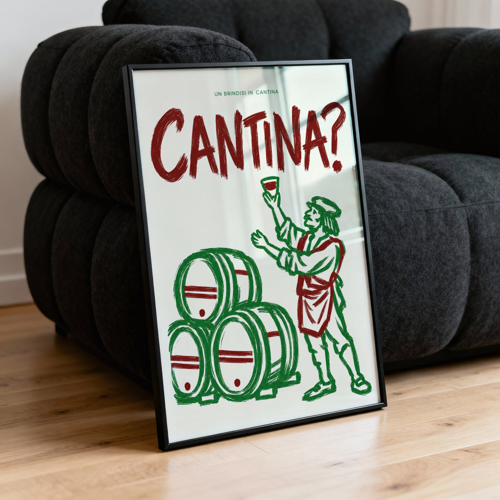 Vintage Cantina Print Poster, Italian Wine Cellar Art