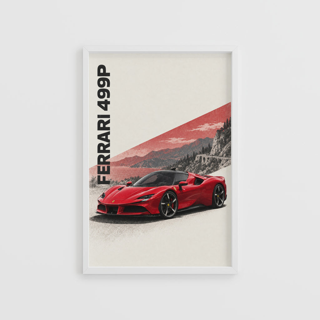 Vintage Ferrari 499P Print, Car Wall Art