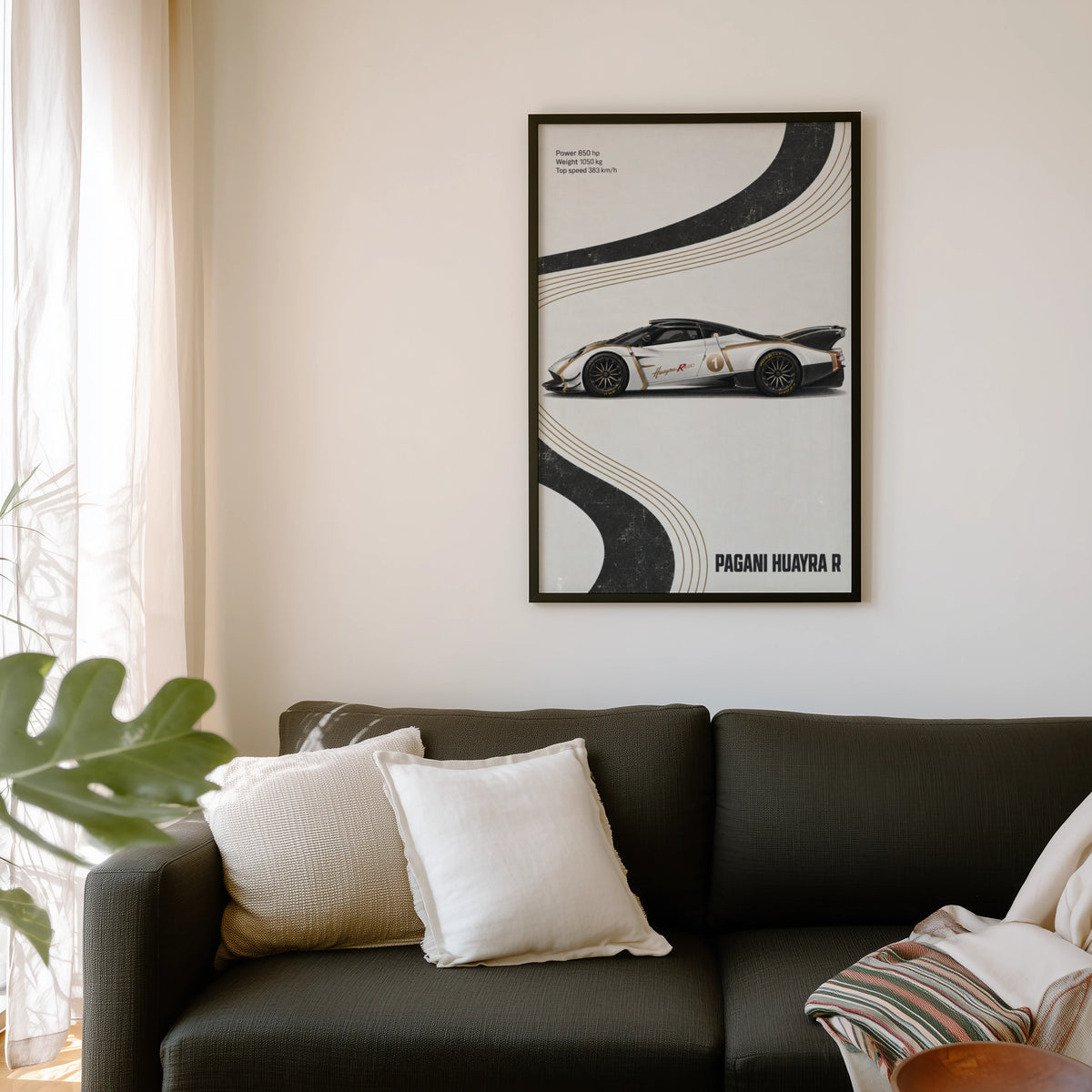 Vintage Pagani Huayra R Print, Supercar Wall Art