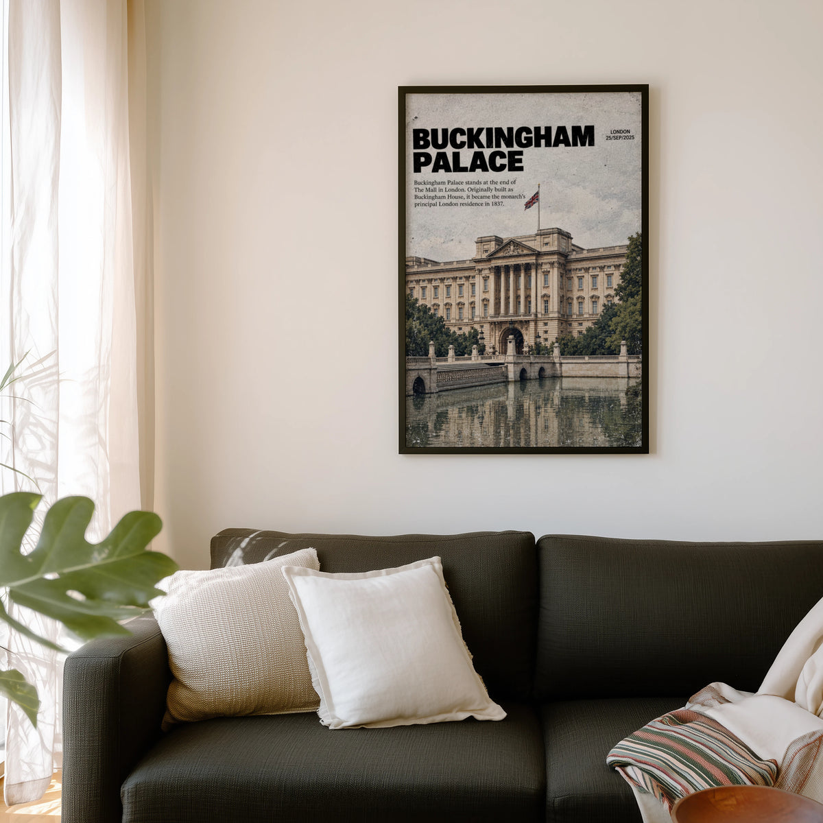 Vintage Buckingham Palace London Poster, Wall Art Print