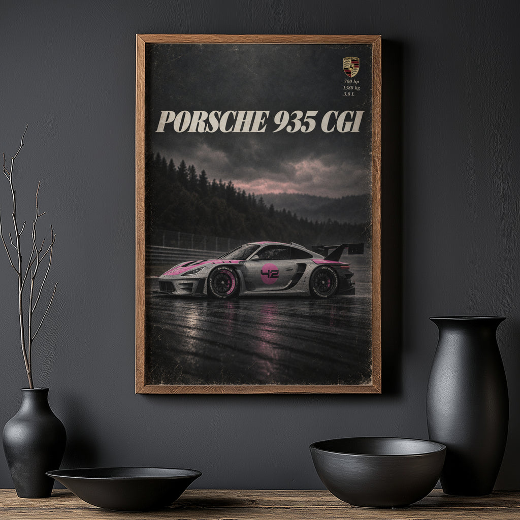 Vintage Porsche 935 Racing Car Print, Wall Art