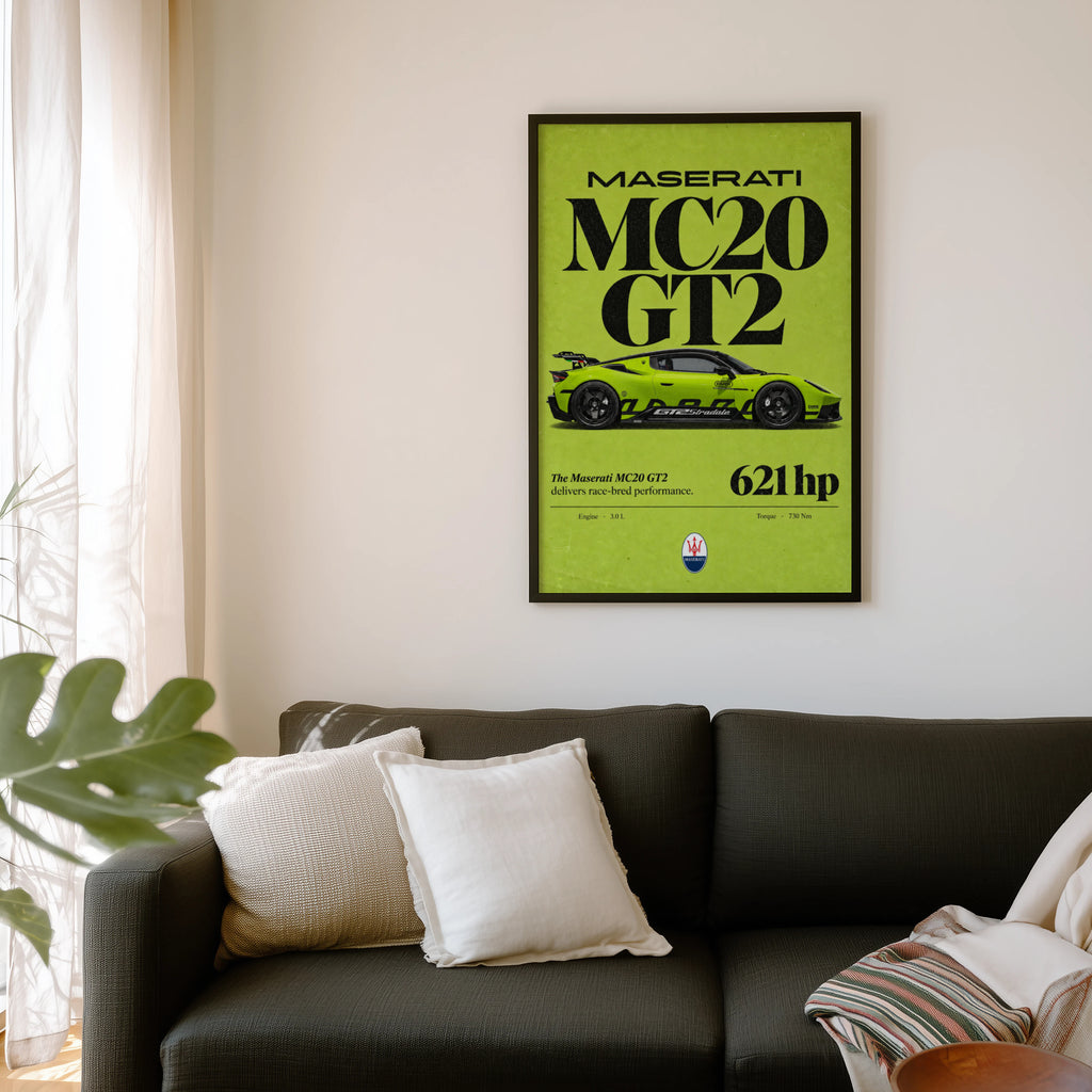 Vintage Maserati MC20 GT2 Print, Supercar Art