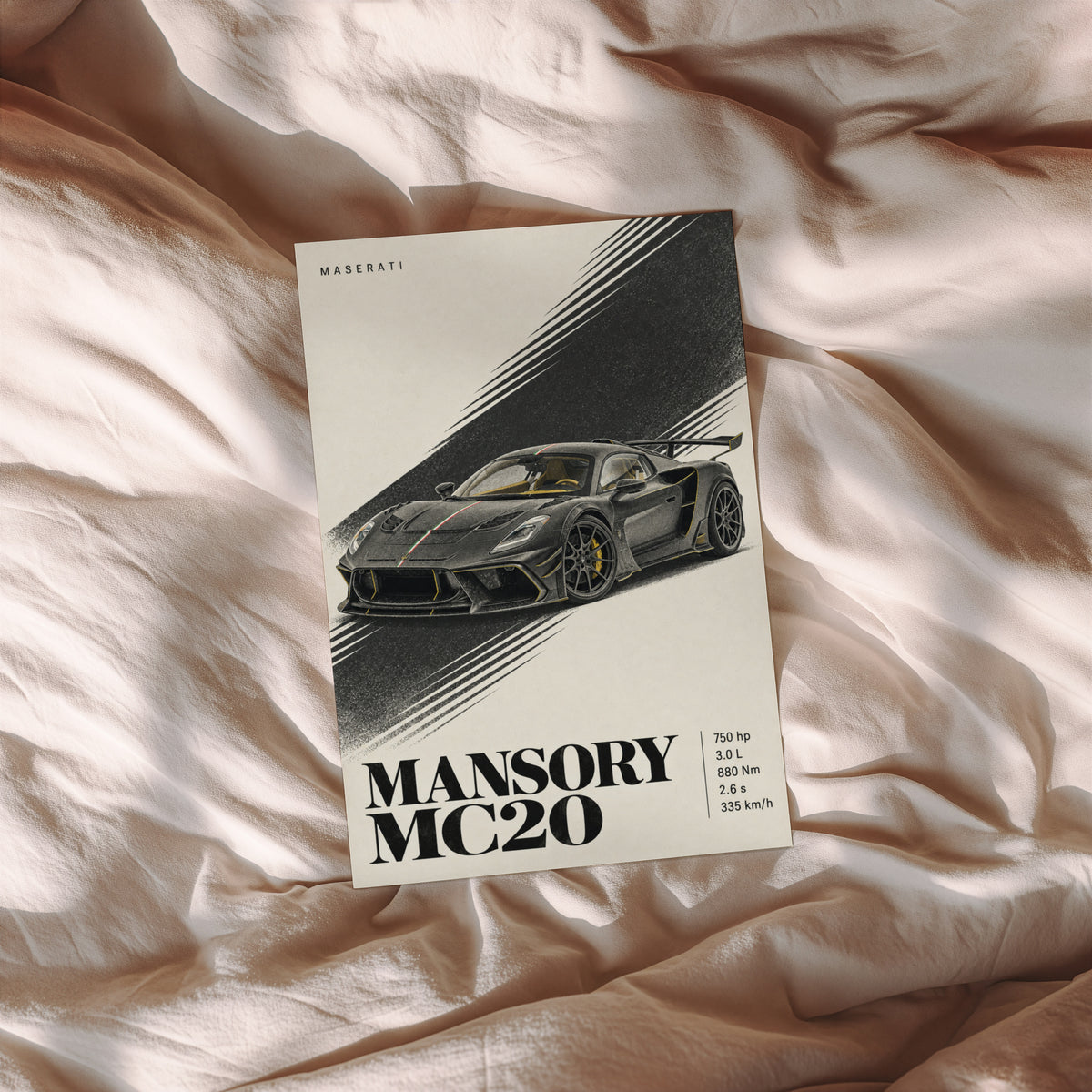 Vintage Maserati MC20 Print, Supercar Wall Art