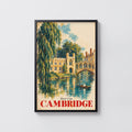 Vintage Cambridge River Cam Poster, England Wall Art Print