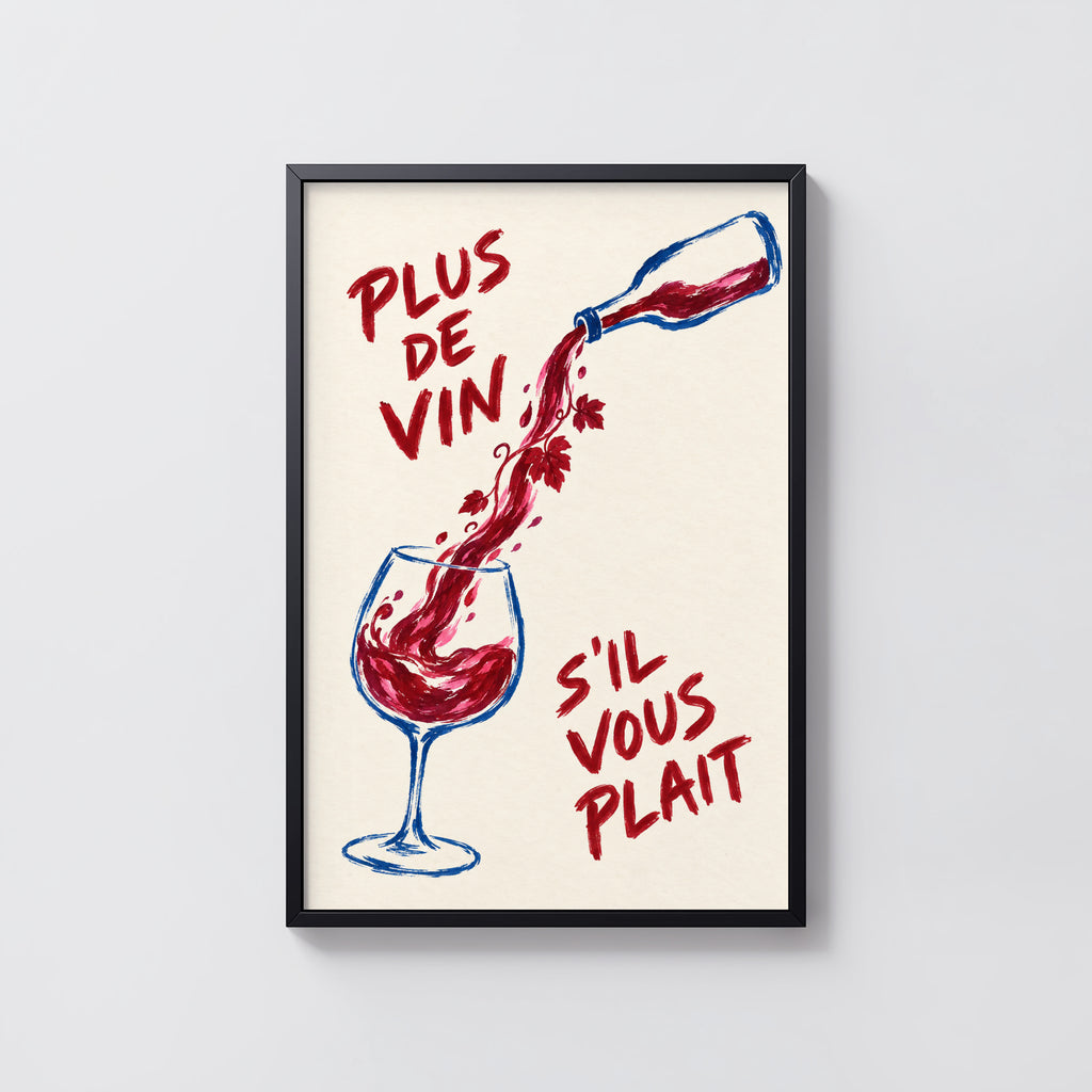 Vintage Wine Print Poster, French Kitchen Wall Art