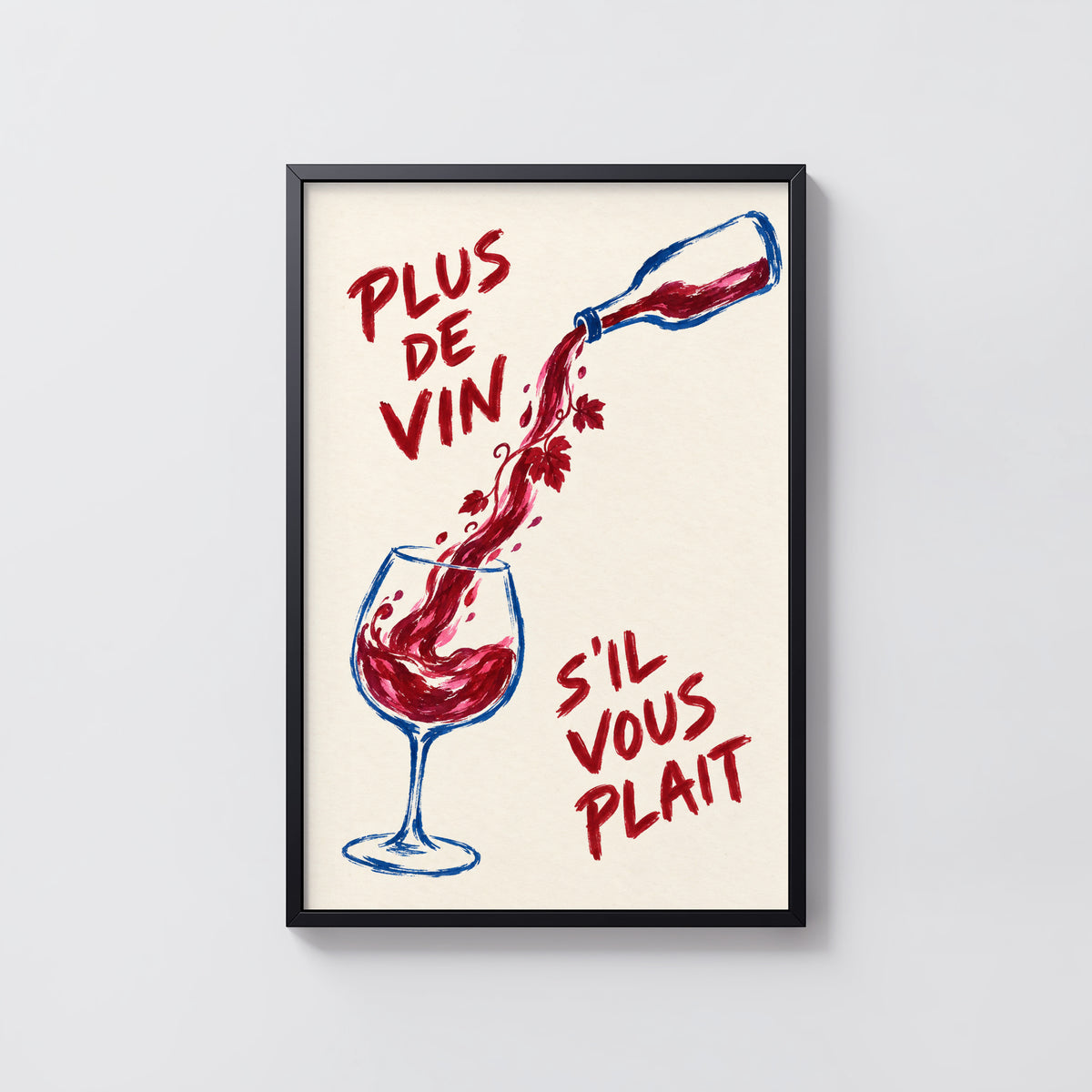 Vintage Wine Print Poster, French Kitchen Wall Art