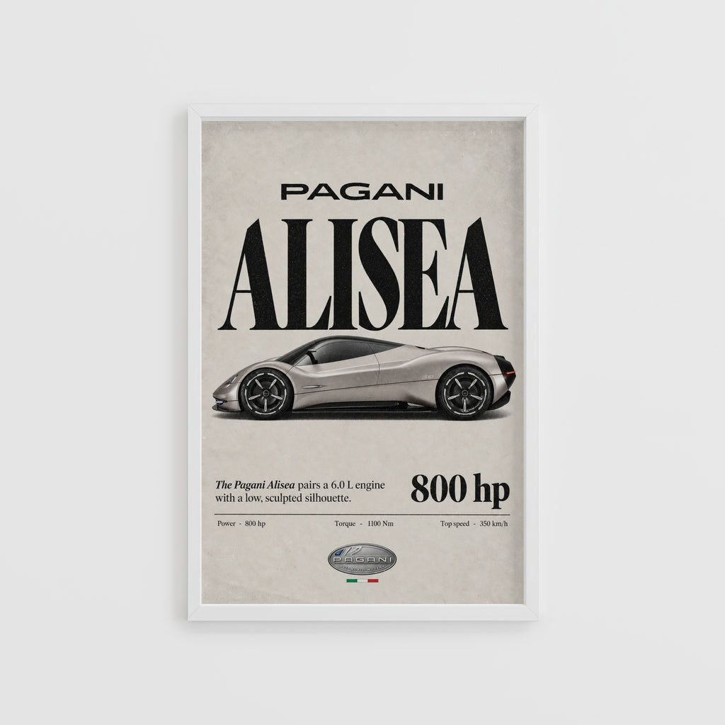 Vintage Pagani Alisea Print, Car Poster, Supercar Wall Art
