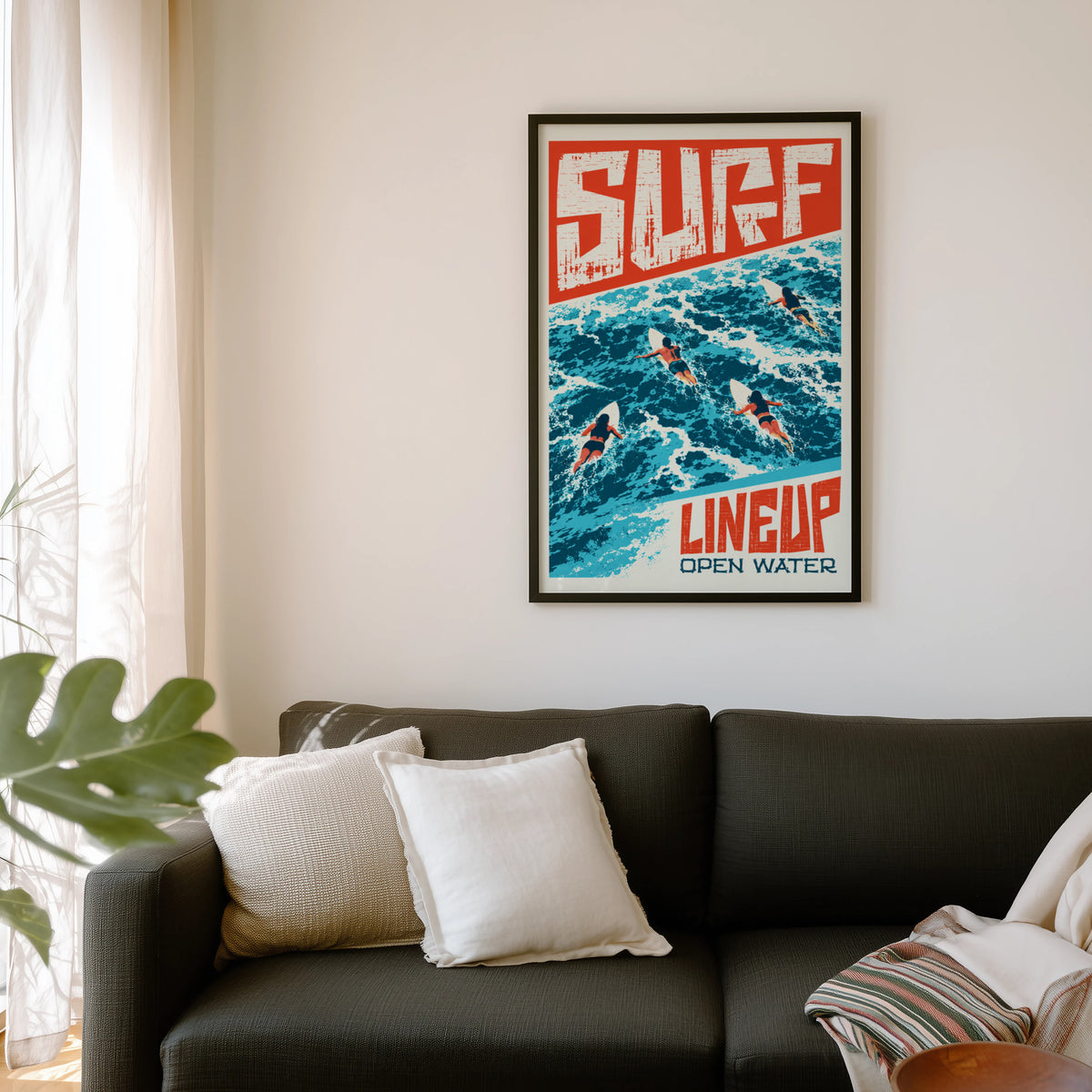Vintage Surf Lineup Print, Retro Surfing Poster