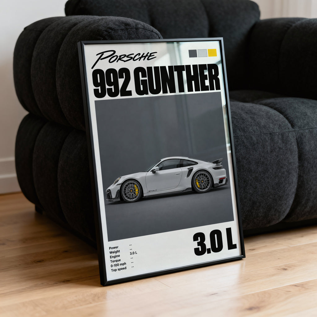 Vintage Porsche 992 Print, Car Wall Art