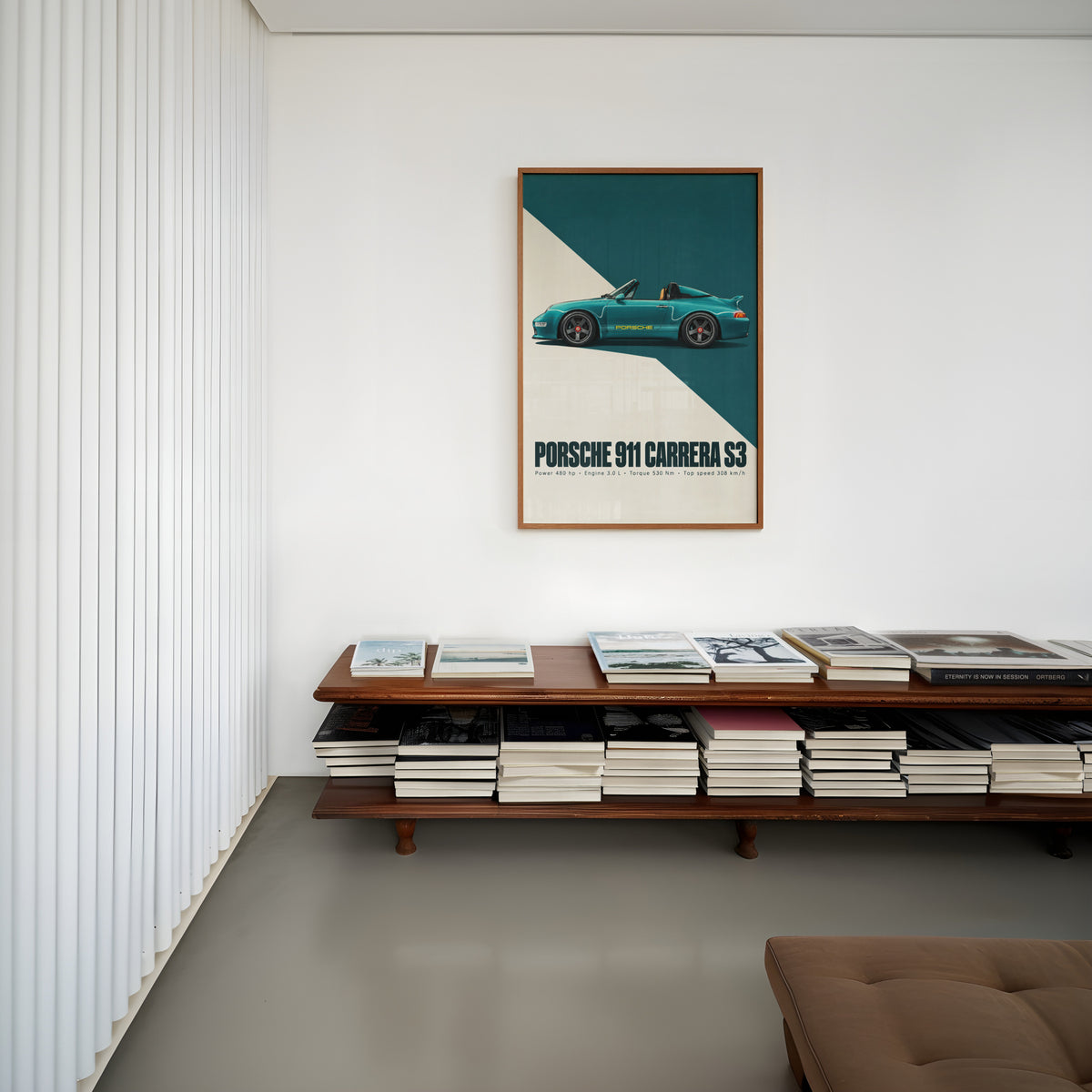 Vintage Porsche 911 Carrera S3 Print, Car Wall Art