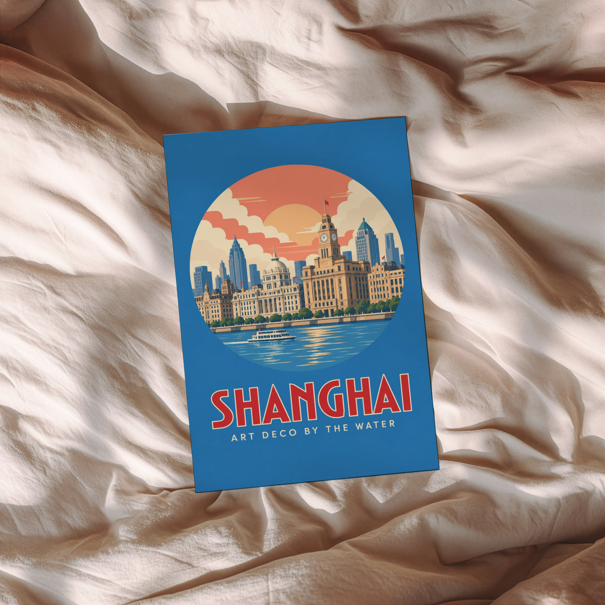 Vintage Shanghai Poster, Art Deco Bund Wall Art, Print