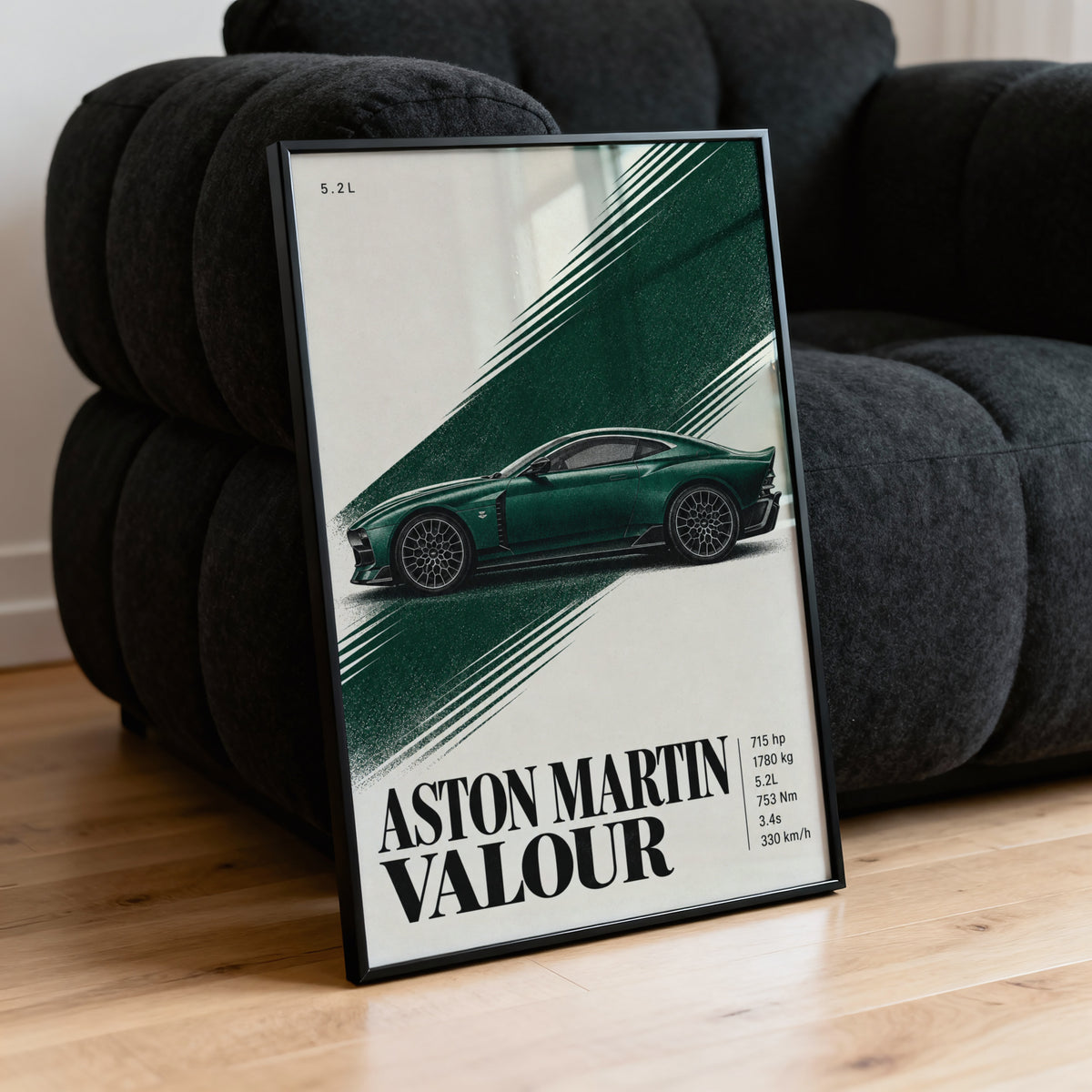 Vintage Aston Martin Valour Print, Green Car Art