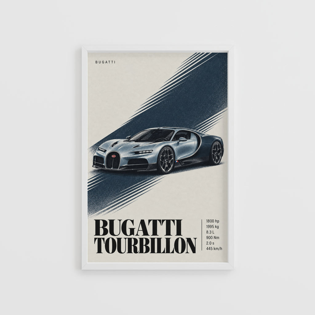 Vintage Bugatti Tourbillon Print, Supercar Wall Art