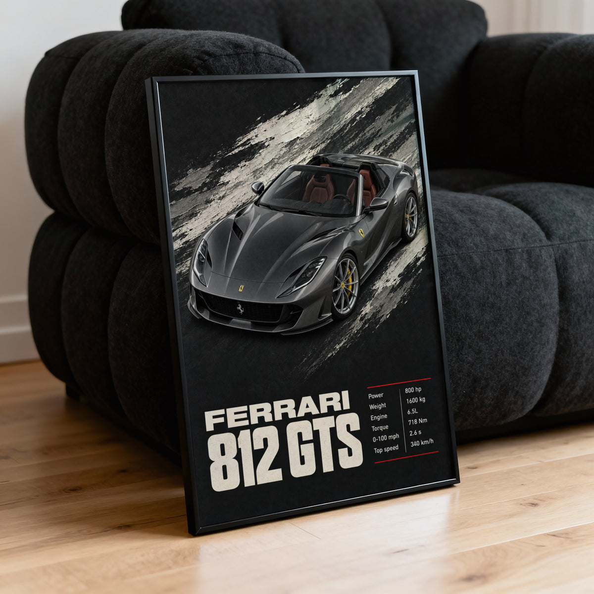 Vintage Ferrari 812 GTS Print, Supercar Wall Art
