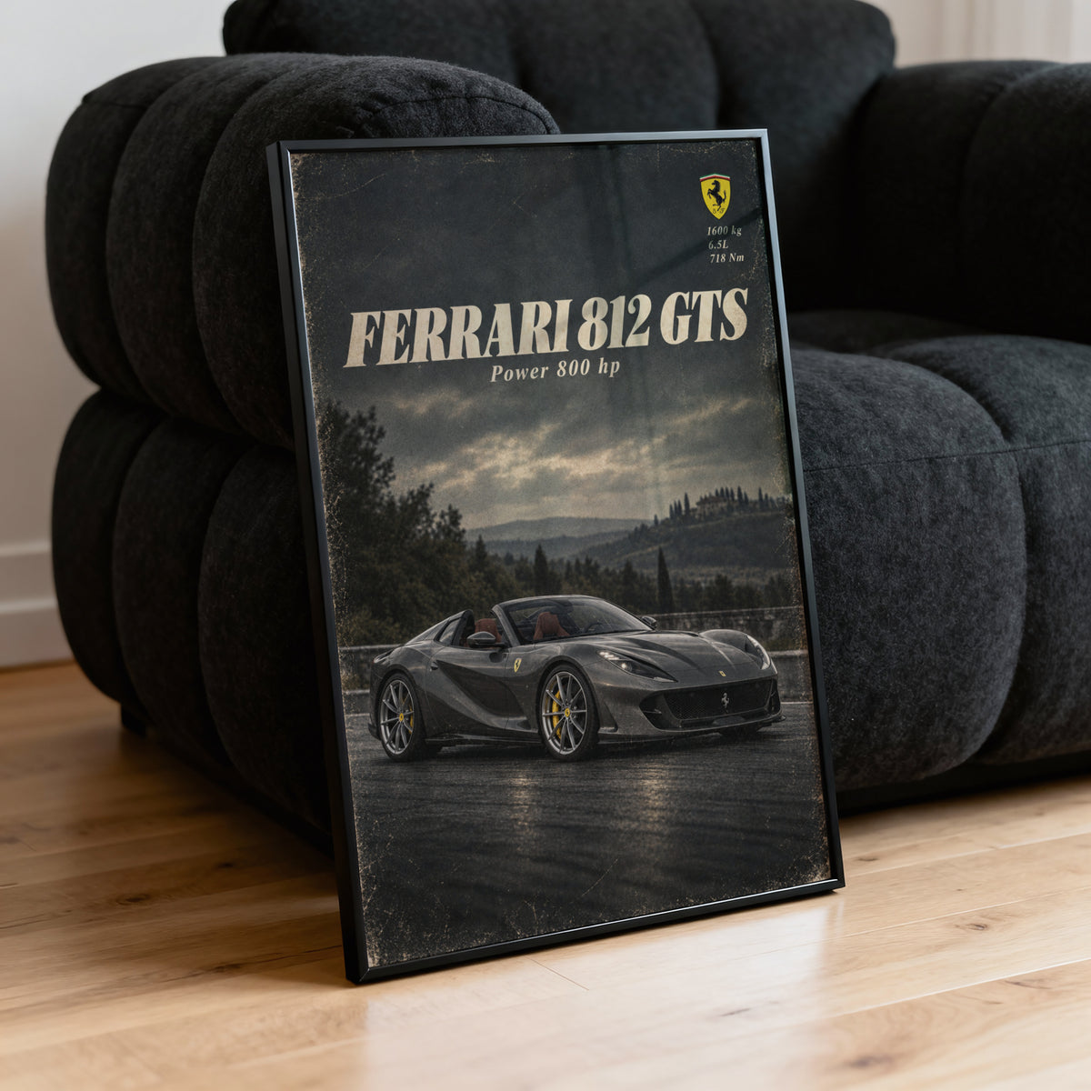 Vintage Ferrari Print, Supercar Wall Art