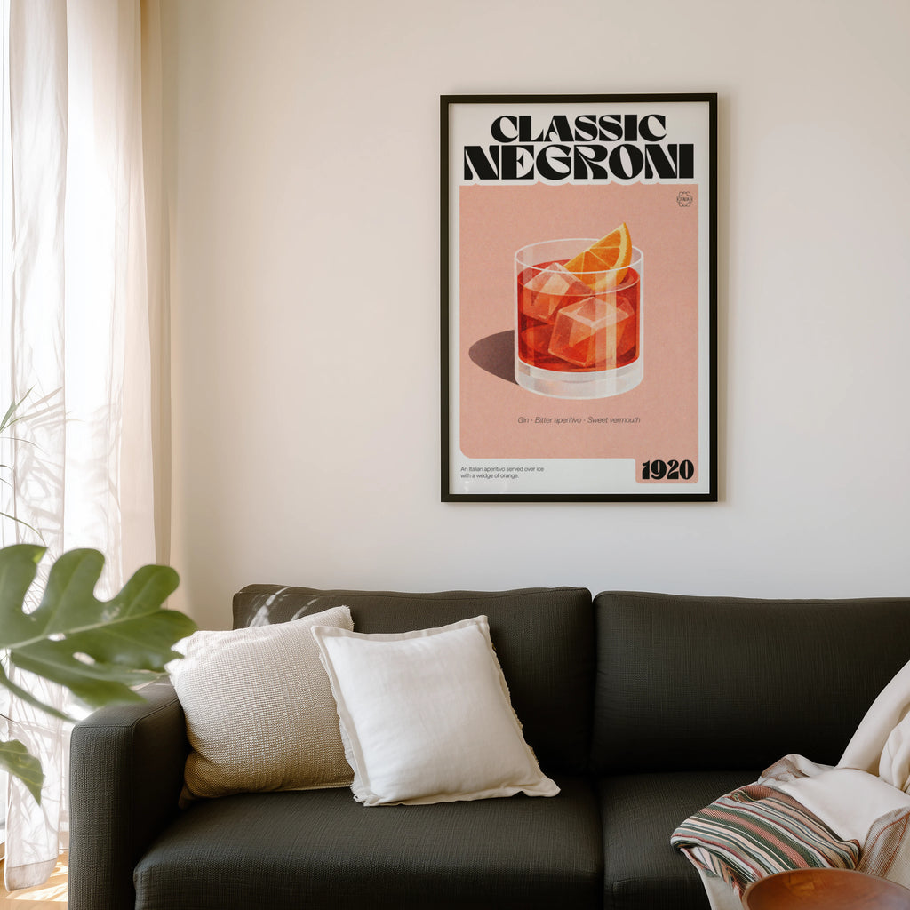 Vintage Negroni Print Poster, Cocktail Wall Art Italia